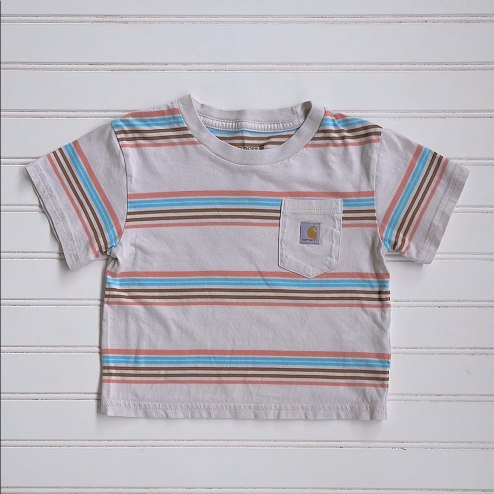 CARHARRT EUC 100% Cotton Neutral Striped Boxy Pocket Shirt